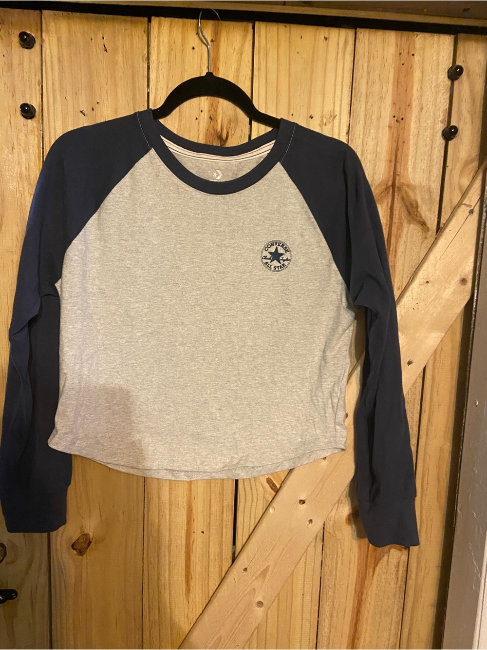 Converse Grey Body Navy Raglan Long Sleeve Tee